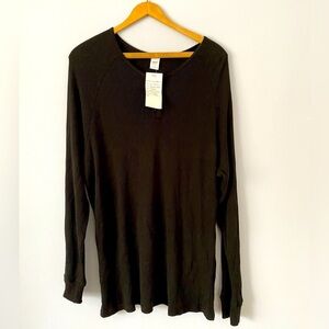 Smash + Tess Men's Waffle Knit Long Sleeved Thermal Henley Black Size L, NWT